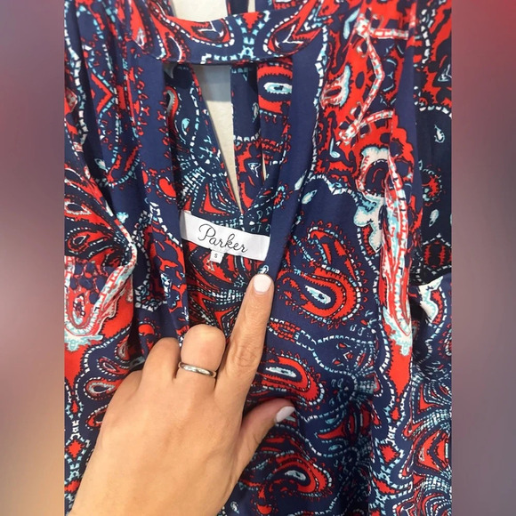 PARKER Paisley Halter Fit And Flare Dress Multi color size Small 100% Silk - Picture 10 of 14